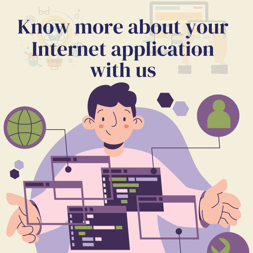 "Person using a laptop with internet app icons on screen."